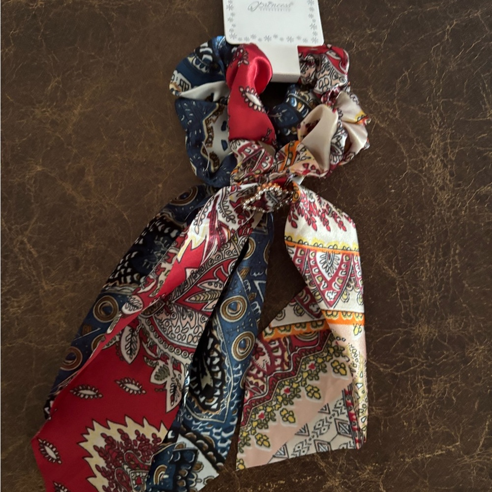 Prince Red and Blue Patterned Hair Scrunchie Set